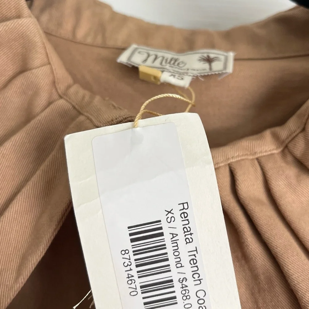 Women’s Camel Trench Coat with Ruffle Cape Detail - Picture 12 of 16